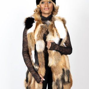 Thigh Length Genuine Fox Fur Vest